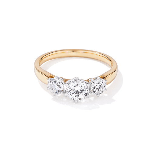 3 Stone Ring with 1.00tw of Laboratory-Grown Diamonds in 18kt Yellow Gold Rings Bevilles 