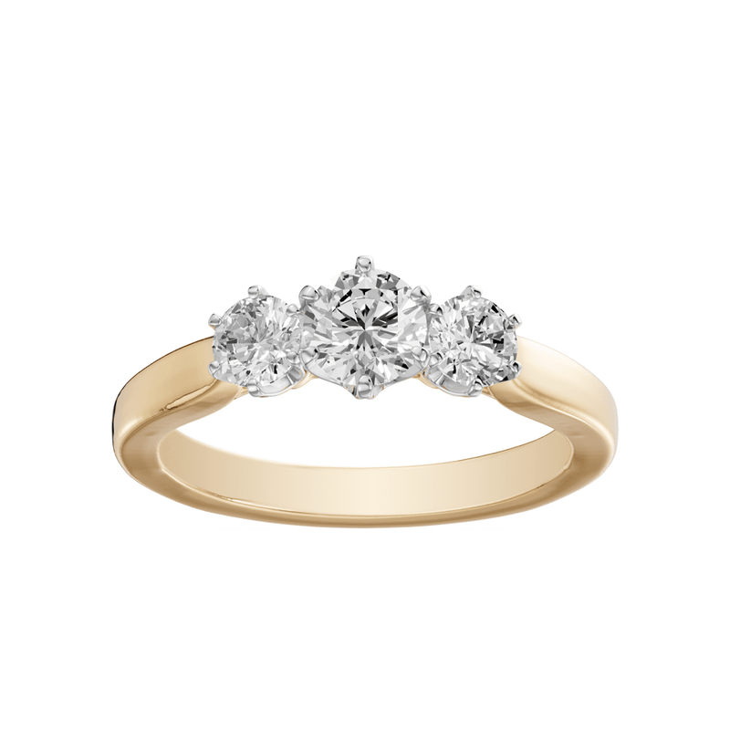 3 Stone Ring with 1.00ct of Laboratory Grown Diamonds in 18ct Yellow Gold Bevilles Jewellers 