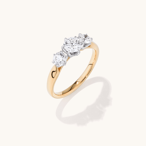 3 Stone Ring with 1.00tw of Laboratory-Grown Diamonds in 18kt Yellow Gold Rings Bevilles 