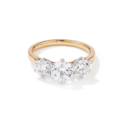 Three Stone Traditional Bridal Ring with 2.00tw of Laboratory-Grown Diamonds in 18kt Yellow Gold Rings Bevilles 