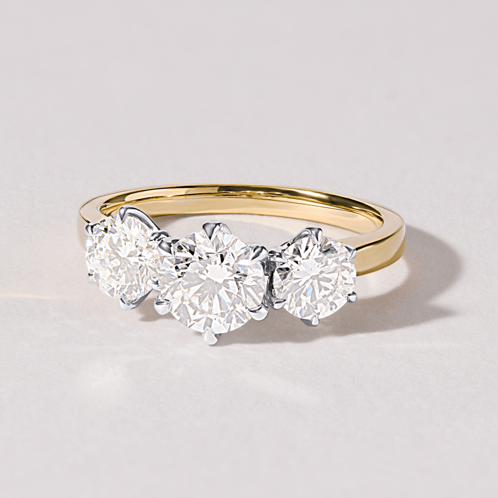 Three Stone Traditional Bridal Ring with 2.00tw of Laboratory-Grown Diamonds in 18kt Yellow Gold Rings Bevilles 