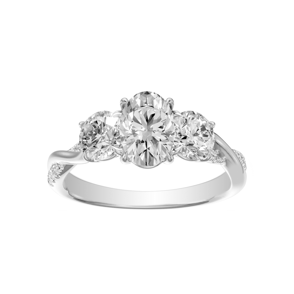 Triple Oval Stone ring with 2.00ct of Laboratory Grown Diamonds in 18ct White Gold Bevilles Jewellers 