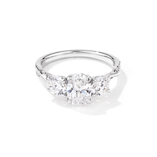 Three Stone Oval Cut Ring with 2.00tw of Laboratory-Grown Diamonds in 18kt White Gold Rings Bevilles 