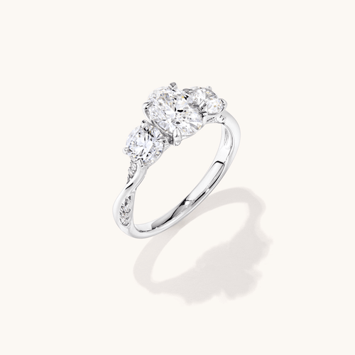 Three Stone Oval Cut Ring with 2.00tw of Laboratory-Grown Diamonds in 18kt White Gold Rings Bevilles 