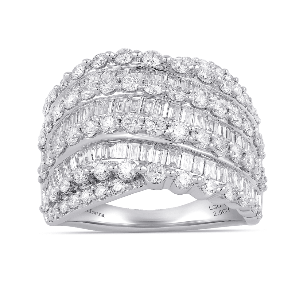 Multi Row Channel Ring with 2.50ct of Laboratory Grown Diamonds in 9ct White Gold Bevilles Jewellers 