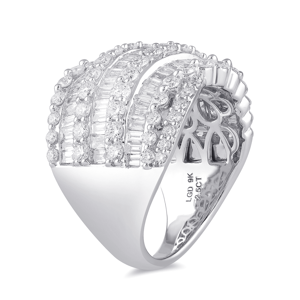 Multi Row Channel Ring with 2.50ct of Laboratory Grown Diamonds in 9ct White Gold Bevilles Jewellers 