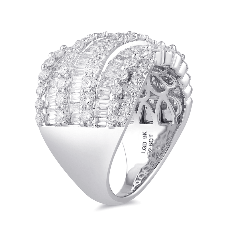 Multi Row Channel Ring with 2.50ct of Laboratory Grown Diamonds in 9ct White Gold Bevilles Jewellers 
