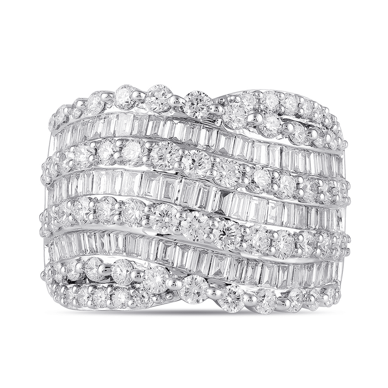 Multi Row Channel Ring with 2.50ct of Laboratory Grown Diamonds in 9ct White Gold Bevilles Jewellers 