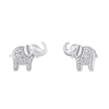 Diamond Set Elephant Stud Earrings in Sterling Silver Bevilles Jewellers 