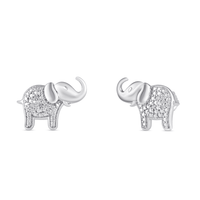 Diamond Set Elephant Stud Earrings in Sterling Silver Bevilles Jewellers 