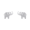 Diamond Set Elephant Stud Earrings in Sterling Silver Bevilles Jewellers 