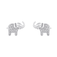 Diamond Set Elephant Stud Earrings in Sterling Silver Bevilles Jewellers 
