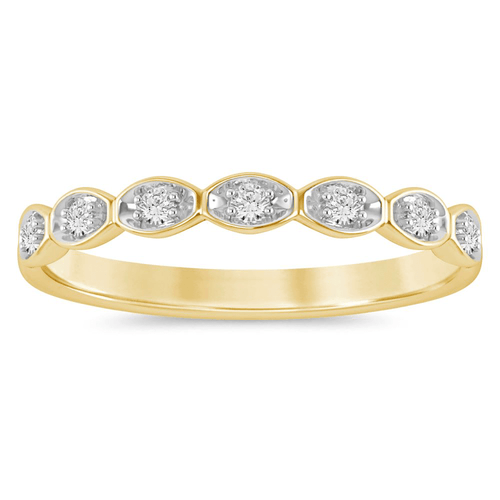 Marquise Shape Stacker Ring with 0.10tw of Diamonds in 9kt Yellow Gold Rings Bevilles 