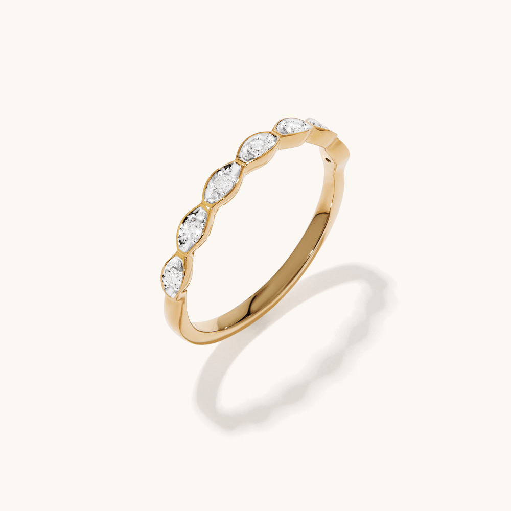 Marquise Shape Stacker Ring with 0.10tw of Diamonds in 9kt Yellow Gold Rings Bevilles 