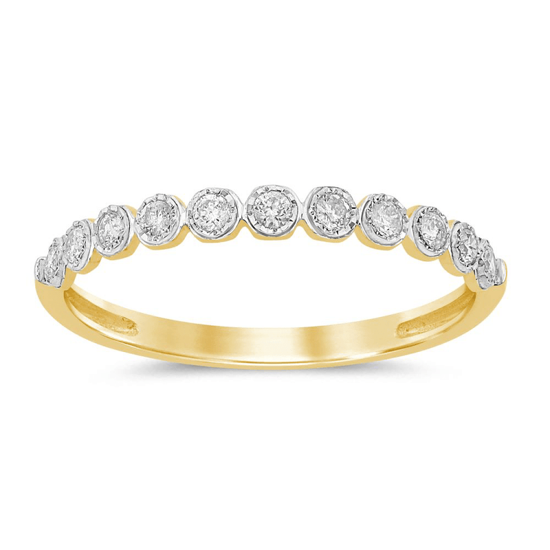 Bezel Stackable Ring with 0.15ct of Diamonds in 9ct Yellow Gold Bevilles Jewellers 