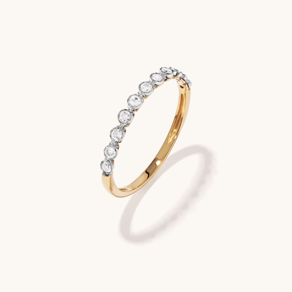 Bezel Set Stacker Ring with 0.17tw of Diamonds in 9kt Yellow Gold Rings Bevilles 