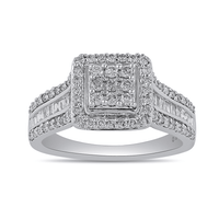 Square Look Halo Ring with 0.60ct of Diamonds in 9ct White Gold Bevilles Jewellers 