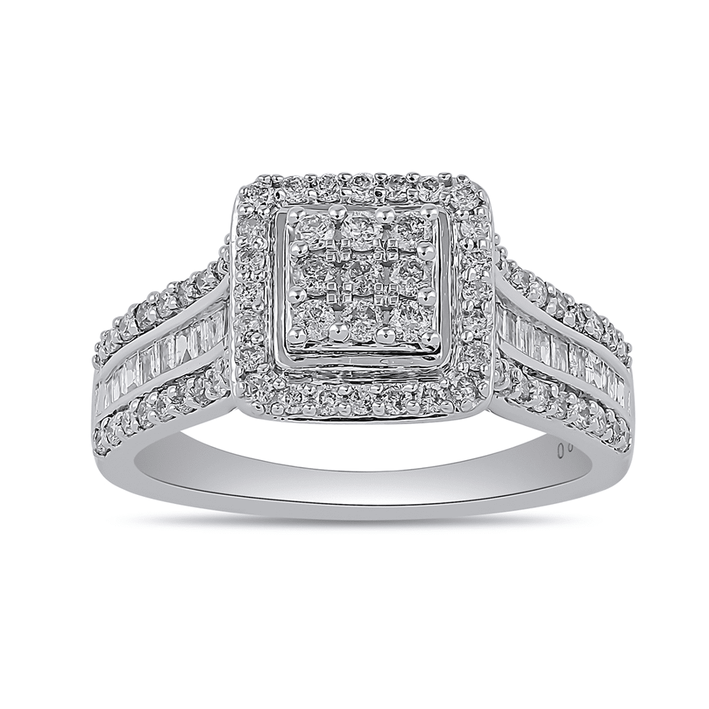 Square Look Halo Ring with 0.60ct of Diamonds in 9ct White Gold Bevilles Jewellers 