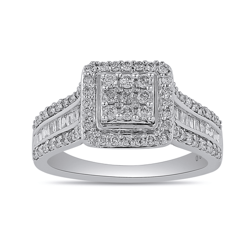 Square Look Halo Ring with 0.60ct of Diamonds in 9ct White Gold Bevilles Jewellers 