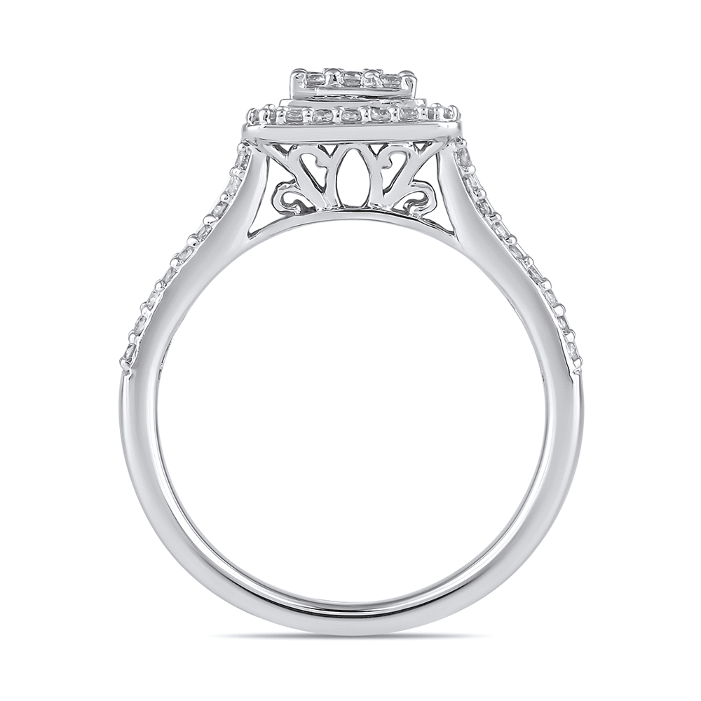 Square Look Halo Ring with 0.60ct of Diamonds in 9ct White Gold Bevilles Jewellers 