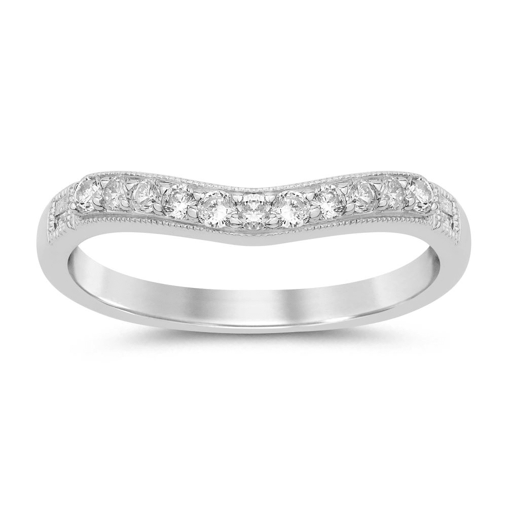 Curved Anniversary Ring with 1/4ct of Diamonds in 9ct White Gold Bevilles Jewellers 
