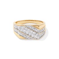 Diagonal Tablet Men's Ring with 1.00tw of Laboratory-Grown Diamonds in 9kt Yellow Gold Rings Bevilles 
