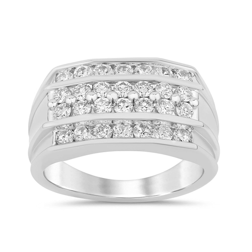 4 Channel Row Men's Ring with 1.50ct of Laboratory Grown Diamonds in 9ct White Gold Bevilles Jewellers 