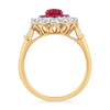 Created Ruby Ring with 1/3ct of Diamonds in 9ct Yellow Gold Bevilles Jewellers 