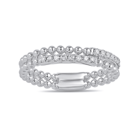 2 Row Stackable Ring with 0.10ct of Diamonds in Sterling Silver Bevilles Jewellers 