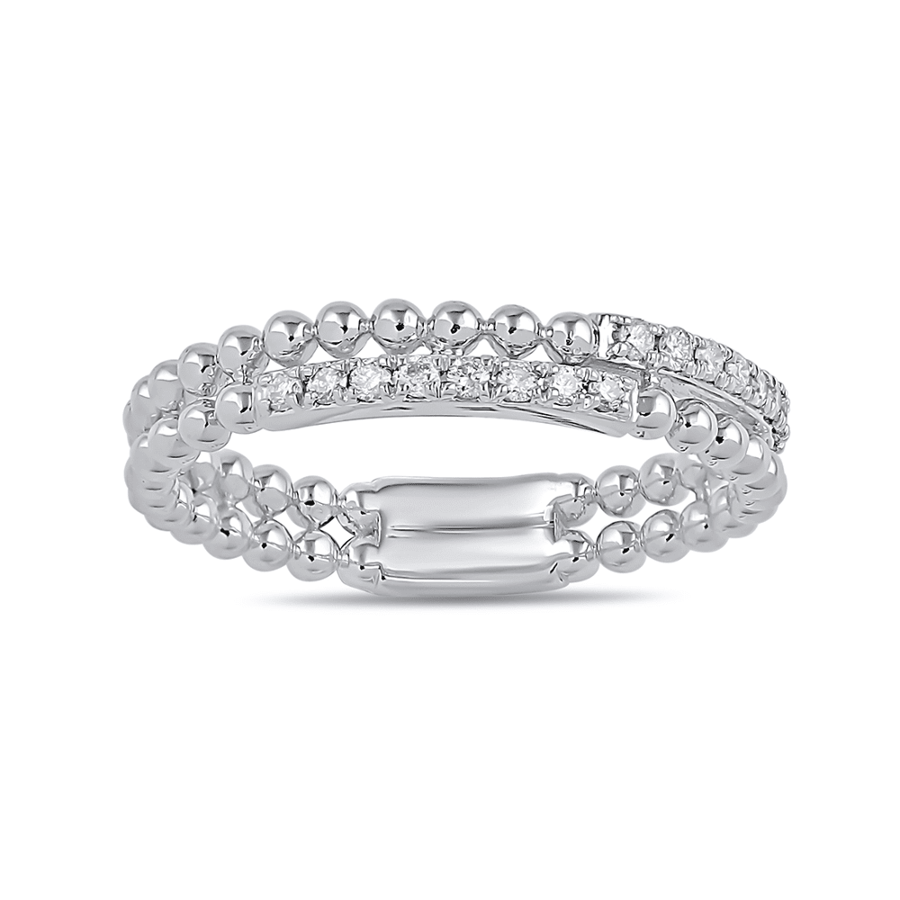 2 Row Stackable Ring with 0.10ct of Diamonds in Sterling Silver Bevilles Jewellers 