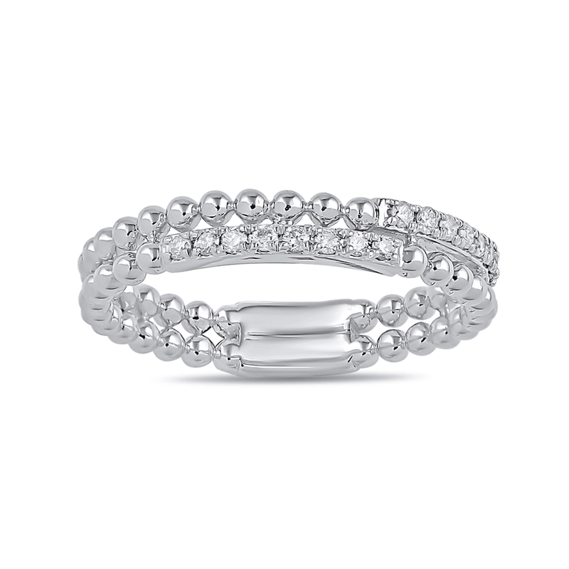 2 Row Stackable Ring with 0.10ct of Diamonds in Sterling Silver Bevilles Jewellers 