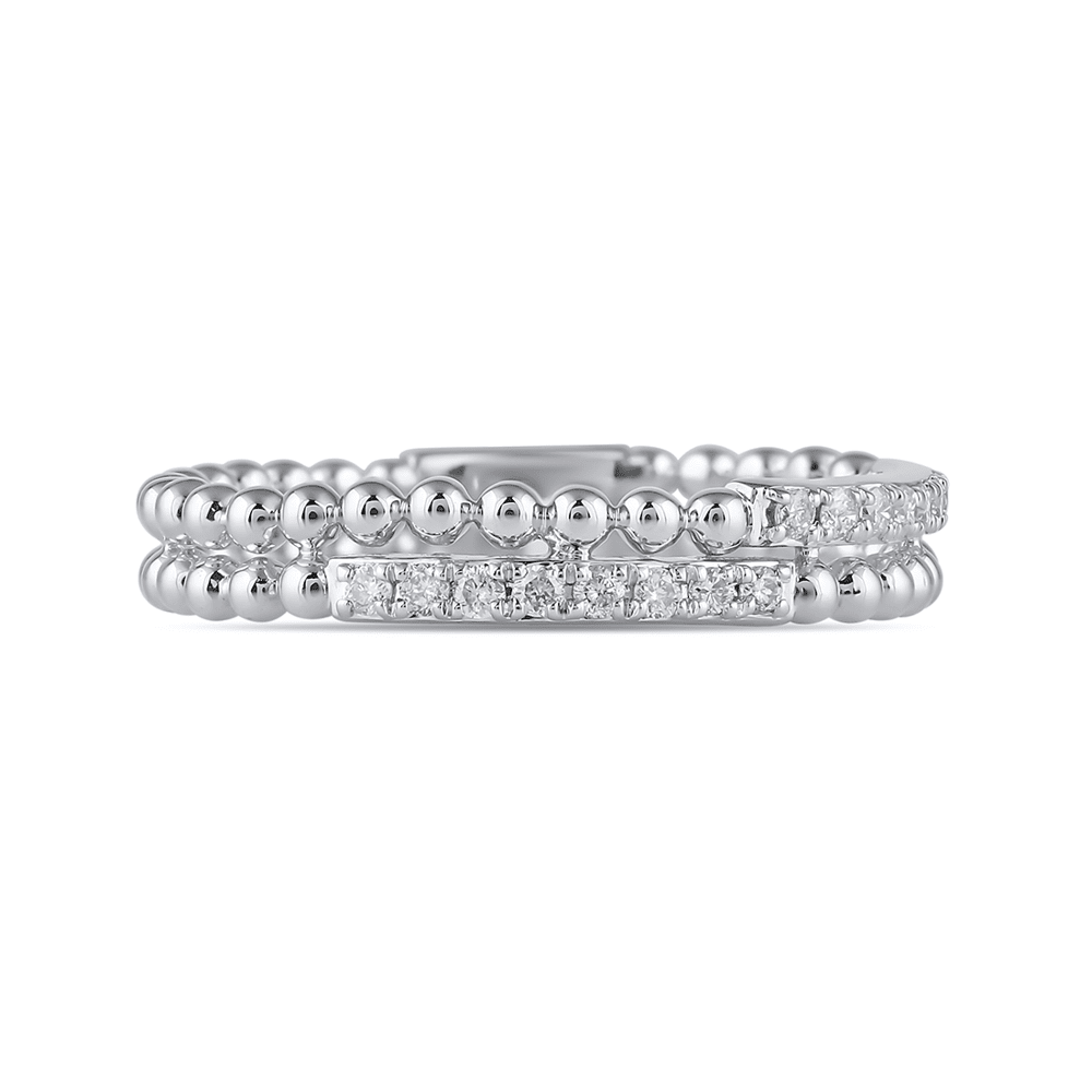 2 Row Stackable Ring with 0.10ct of Diamonds in Sterling Silver Bevilles Jewellers 