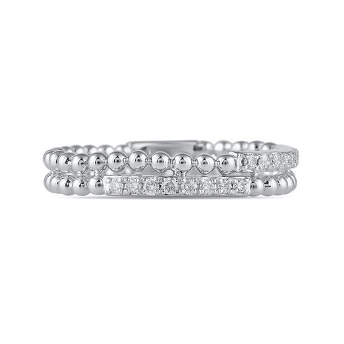 2 Row Stackable Ring with 0.10ct of Diamonds in Sterling Silver Bevilles Jewellers 