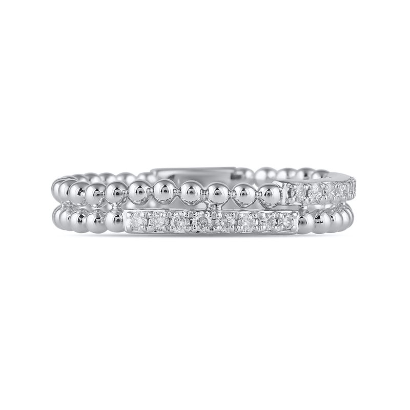 2 Row Stackable Ring with 0.10ct of Diamonds in Sterling Silver Bevilles Jewellers 