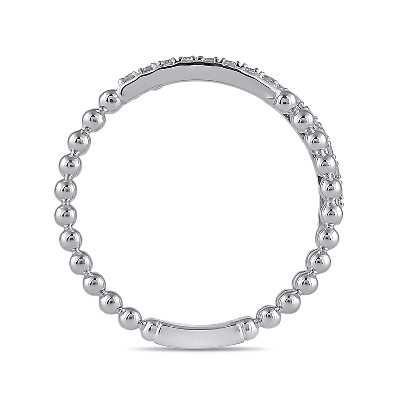 2 Row Stackable Ring with 0.10ct of Diamonds in Sterling Silver Bevilles Jewellers 
