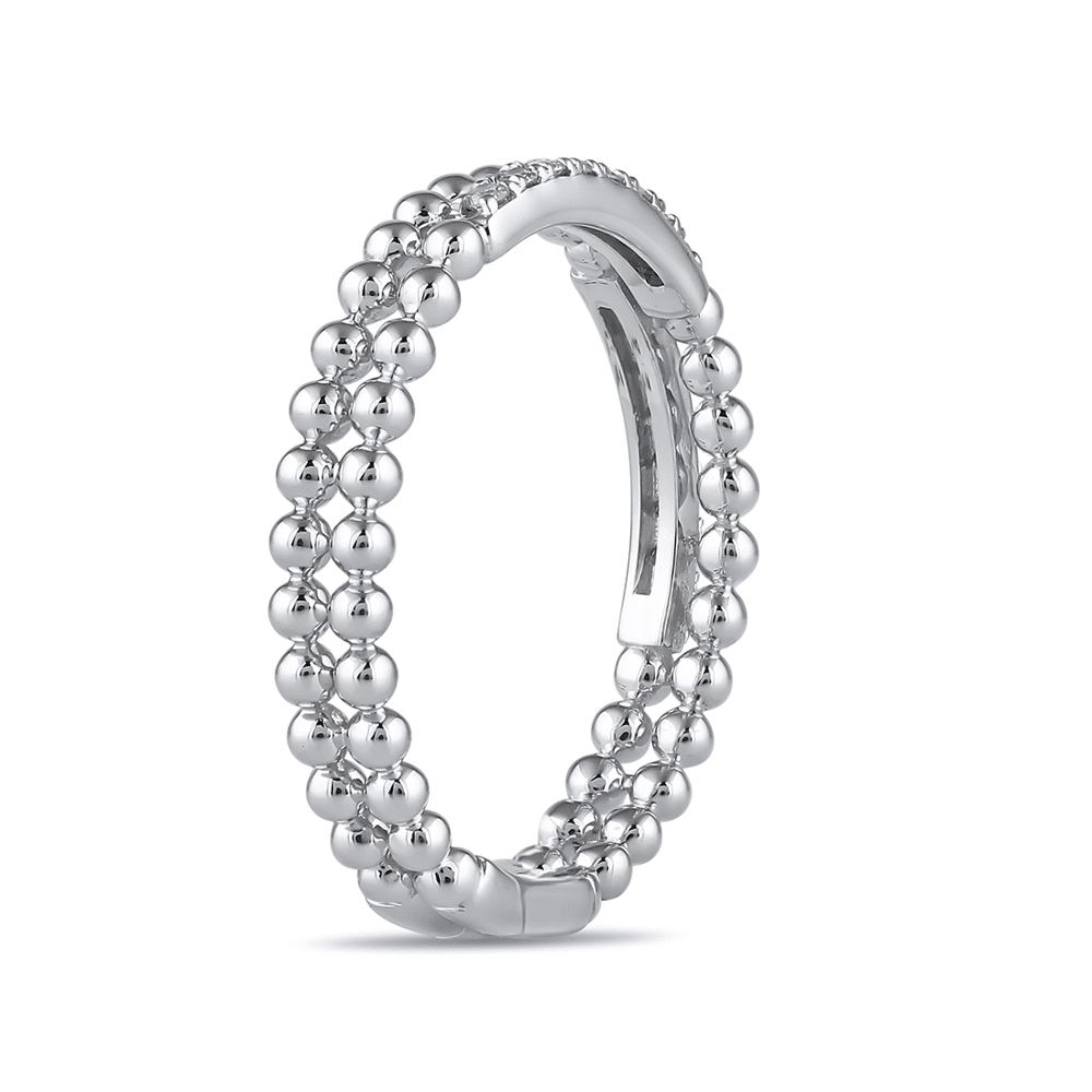 2 Row Stackable Ring with 0.10ct of Diamonds in Sterling Silver Bevilles Jewellers 