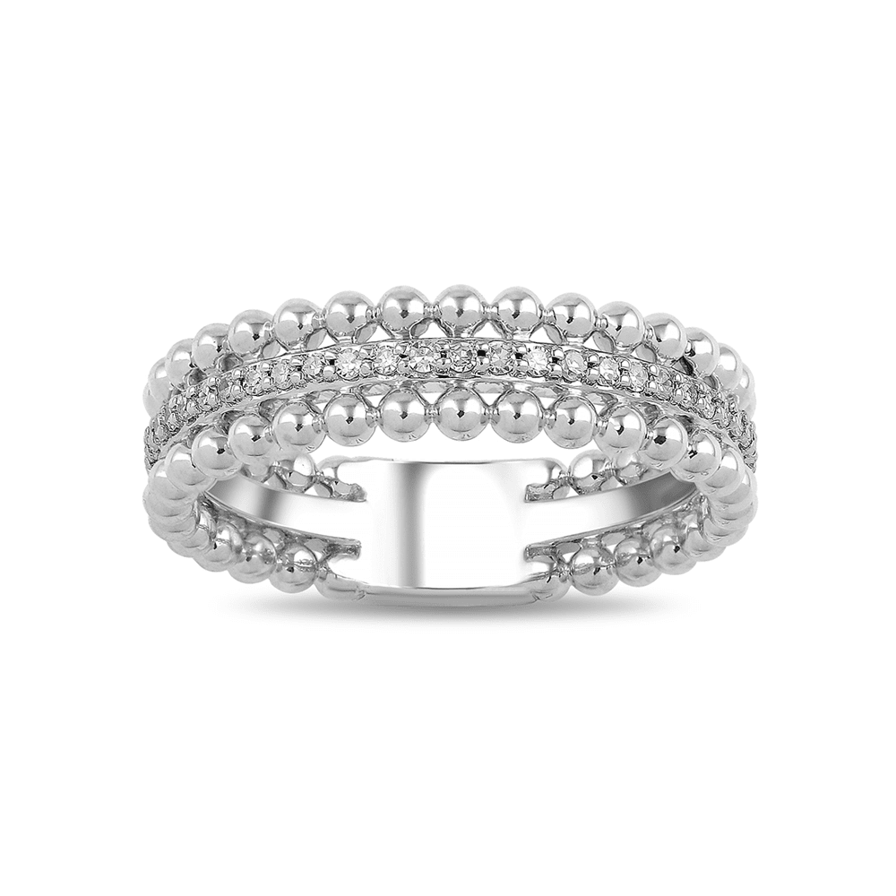 3 Row Stackable Ring with 0.10ct of Diamonds in Sterling Silver Bevilles Jewellers 