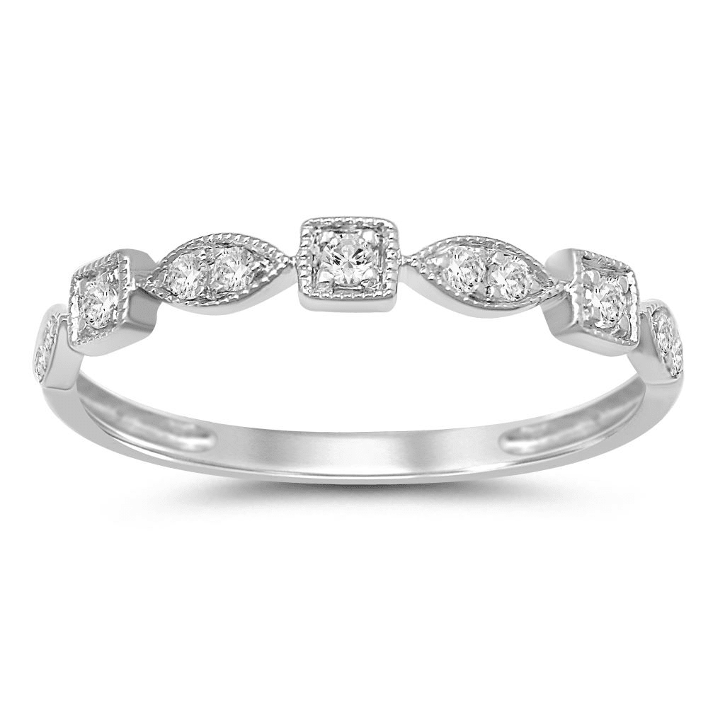 Stackable Ring with 0.15ct of Diamonds in Sterling Silver Bevilles Jewellers 