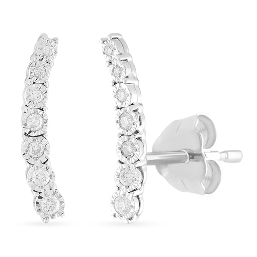 Climber Earrings with 0.10ct of Diamonds in Sterling Silver Bevilles Jewellers 