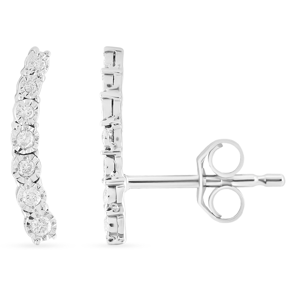 Climber Earrings with 0.10ct of Diamonds in Sterling Silver Bevilles Jewellers 
