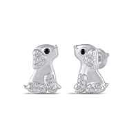 Diamond Set Dog Stud Earrings in Sterling Silver Bevilles Jewellers 
