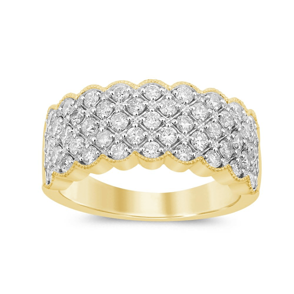 Multi Row Dress Ring with 1.00ct of Diamonds in 9ct Yellow Gold Bevilles Jewellers 