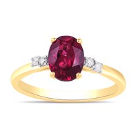 Created Ruby Ring with 0.05ct of Diamonds in 9ct Yellow Gold Bevilles Jewellers 