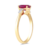 Created Ruby Ring with 0.05ct of Diamonds in 9ct Yellow Gold Bevilles Jewellers 