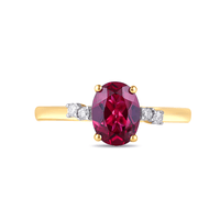 Created Ruby Ring with 0.05ct of Diamonds in 9ct Yellow Gold Bevilles Jewellers 