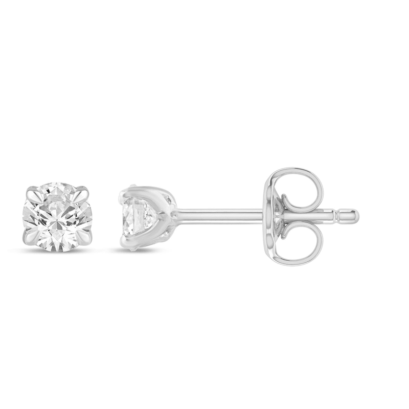 Solitaire Stud Earrings with 0.10tw of Laboratory-Grown Diamonds in 9kt White Gold Earrings Bevilles 