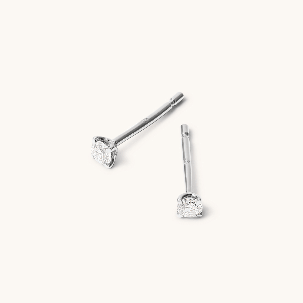 Solitaire Stud Earrings with 0.10tw of Laboratory-Grown Diamonds in 9kt White Gold Earrings Bevilles 