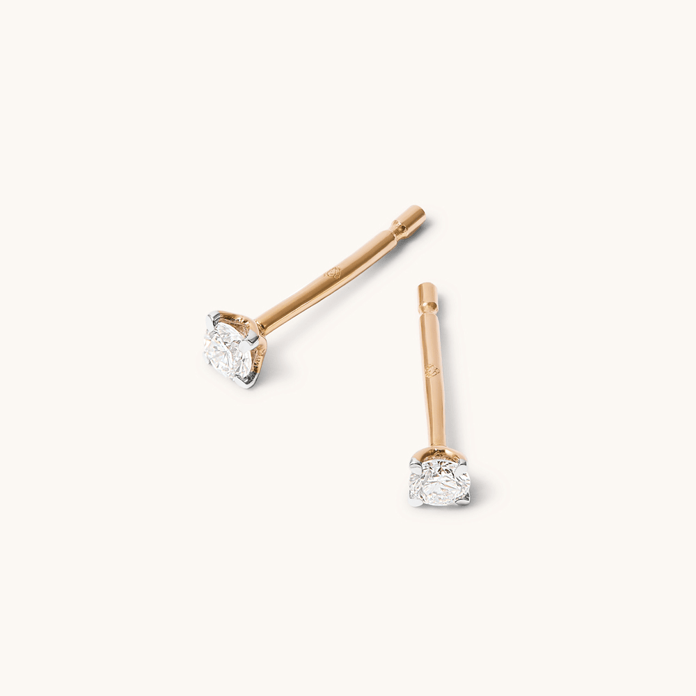 Solitaire Stud Earrings with 0.10tw of Laboratory-Grown Diamonds in 9kt Yellow Gold Earrings Bevilles 