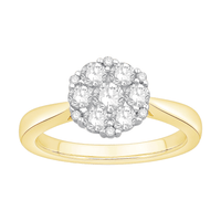 Flower Ring with 3/4ct of Laboratory Grown Diamonds in 9ct Yellow Gold Bevilles Jewellers 