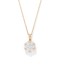 45cm Flower Necklace with 0.75tw of Laboratory-Grown Diamonds in 9kt Yellow Gold Pendants Bevilles 
